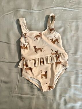 Rylee + Cru Cheetah Print Skirted Swimsuit 6-12m